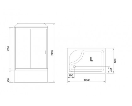 Душевая кабина Royal Bath RB 8100BP3-BT 100х80 см, с прозрачными стеклами , левосторонняя