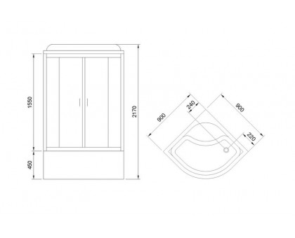 Душевая кабина Royal Bath RB 90BK2-M-CH 90х90 см, с матовыми стеклами