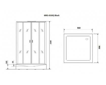 Душевая кабина Niagara Premium NG-6901-01GQ BLACK 90х90 см