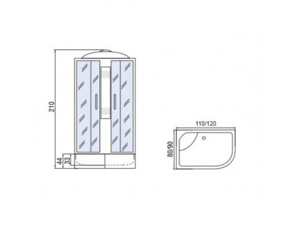 Душевая кабина Мономах 120/80/44 С МЗ L120х80х210, асимметричная