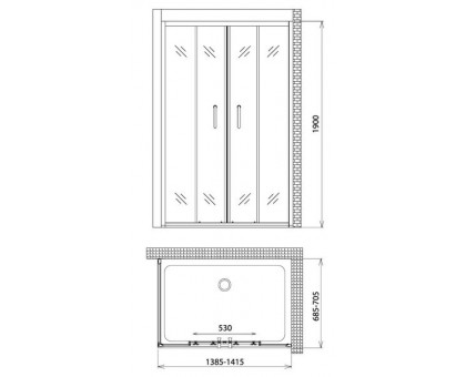 Душевой уголок Gemy Victoria S30192E-A70 140х70 см