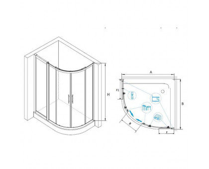 Душевой уголок RGW HO-61(HO-51 + Z-41) 100x130, прозрачное стекло