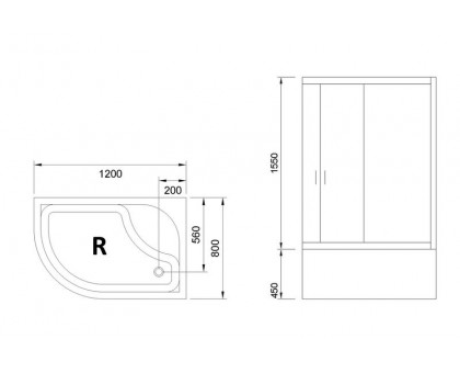 Душевой уголок Royal Bath RB 8120BK-C-CH 120х80 см, с прозрачными стеклами, правосторонний