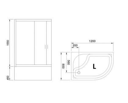 Душевой уголок Royal Bath RB 8120BK-C-CH 120х80 см, с матовыми стеклами, левосторонний