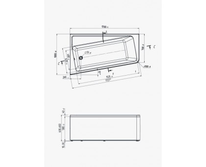 Ванна акриловая Marka One DIRECT R 170х100 см правосторонняя