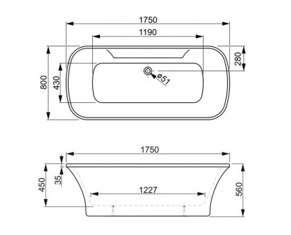 Ванна акриловая VAGNERPLAST BLANCA WT 175